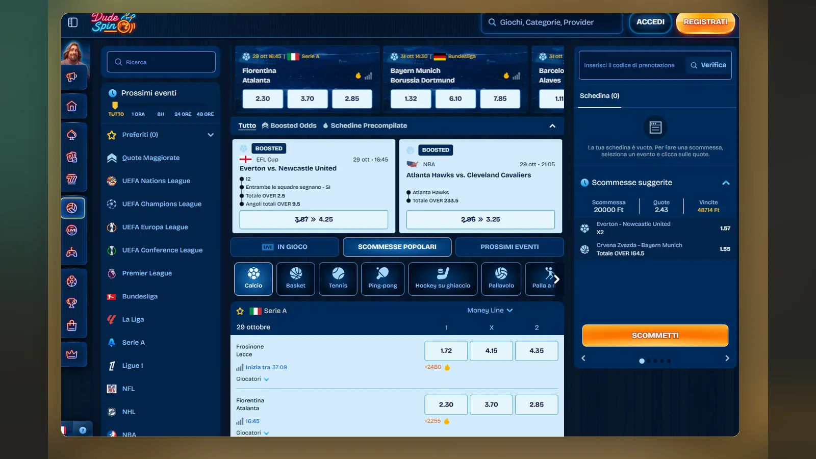 Dudespin scommesse